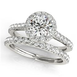 1.71 CTW Certified VS/SI Diamond 2Pc Wedding Set Solitaire Halo 14K White Gold - REF-389W6H - 30840