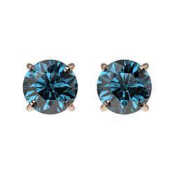 1.03 CTW Certified Intense Blue SI Diamond Solitaire Stud Earrings 10K Rose Gold - REF-88Y8N - 36591