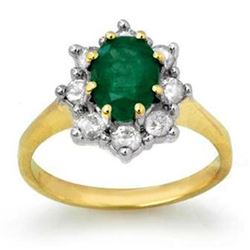 2.02 CTW Emerald & Diamond Ring 14K Yellow Gold - REF-69K3R - 13258