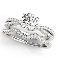 0.95 CTW Certified VS/SI Diamond Solitaire 2Pc Wedding Set 14K White Gold - REF-137M6F - 31910