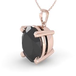 5.0 CTW Oval Black Diamond Designer Necklace 14K Rose Gold - REF-114M9F - 38433