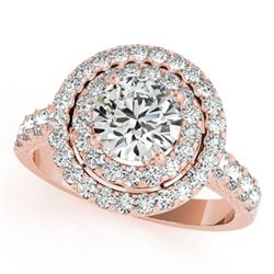 3 CTW Certified VS/SI Diamond Solitaire Halo Ring 18K Rose Gold - REF-796Y4N - 26887