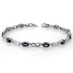 3.51 CTW Blue Sapphire & Diamond Bracelet 10K White Gold - REF-29K3R - 11486