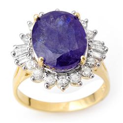 8.03 CTW Tanzanite & Diamond Ring 14K Yellow Gold - REF-285W6H - 10428