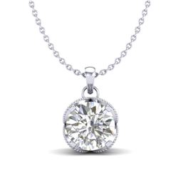 1.13 CTW VS/SI Diamond Solitaire Art Deco Stud Necklace 18K White Gold - REF-217F3M - 36863