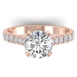 2.4 CTW Certified VS/SI Diamond Solitaire Art Deco Ring 14K Rose Gold - REF-674F2M - 30442