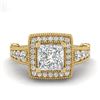 Image 2 : 2.53 CTW Princess VS/SI Diamond Solitaire Art Deco Ring 18K Yellow Gold - REF-509M3F - 37126