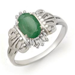 0.81 CTW Emerald & Diamond Ring 18K White Gold - REF-36W8H - 14205