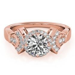 1.56 CTW Certified VS/SI Diamond Solitaire Halo Ring 18K Rose Gold - REF-506H9W - 26950