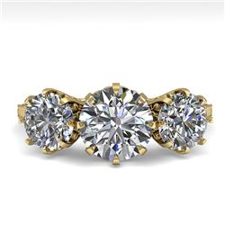 2 CTW Past Present Future Certified VS/SI Diamond Ring 18K Yellow Gold - REF-414H2W - 35776