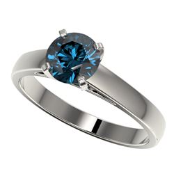 1.25 CTW Certified Intense Blue SI Diamond Solitaire Engagement Ring 10K White Gold - REF-179T3X - 3