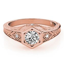 0.40 CTW Certified VS/SI Diamond Solitaire Antique Ring 18K Rose Gold - REF-70M9F - 27223