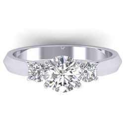 1.5 CTW Certified VS/SI Diamond Solitaire 3 Stone Ring 14K White Gold - REF-395N5Y - 30312