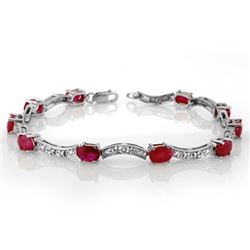 4.25 CTW Ruby & Diamond Bracelet 14K White Gold - REF-78N2Y - 10184