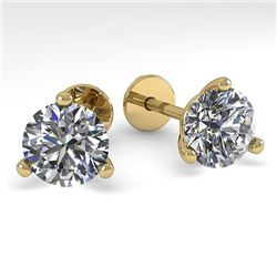 2.01 CTW Certified VS/SI Diamond Stud Earrings 18K Yellow Gold - REF-536M3F - 32218