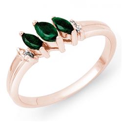 0.29 CTW Emerald & Diamond Ring 18K Rose Gold - REF-31W5H - 13519