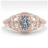 Image 1 : 0.50 CTW VS/SI Oval Diamond Solitaire Engagement Ring Deco 18K Rose Gold - REF-104M8F - 36020