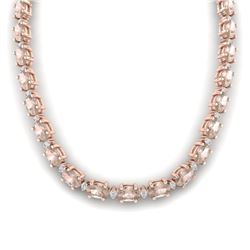 44.25 CTW Morganite & VS/SI Certified Diamond Eternity Necklace 10K Rose Gold - REF-465M5F - 29428