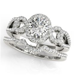 1.32 CTW Certified VS/SI Diamond 2Pc Wedding Set Solitaire Halo 14K White Gold - REF-215N5Y - 31079