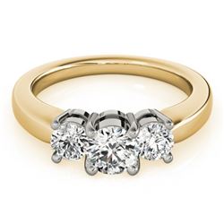 1.33 CTW Certified VS/SI Diamond 3 Stone Ring 18K Yellow Gold - REF-262R9K - 28070