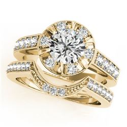 2.35 CTW Certified VS/SI Diamond 2Pc Wedding Set Solitaire Halo 14K Yellow Gold - REF-488T8X - 31294