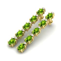 10.36 CTW Peridot & VS/SI Certified Diamond Earringsgold 10K Yellow Gold - REF-65Y8N - 29402