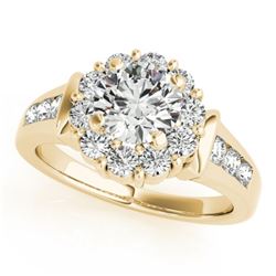 1.65 CTW Certified VS/SI Diamond Solitaire Halo Ring 18K Yellow Gold - REF-250Y4N - 26933