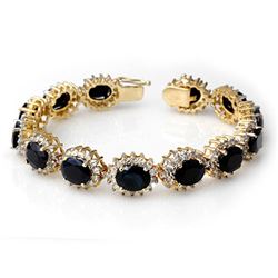 35.69 CTW Blue Sapphire & Diamond Bracelet 14K Yellow Gold - REF-486H4W - 13138