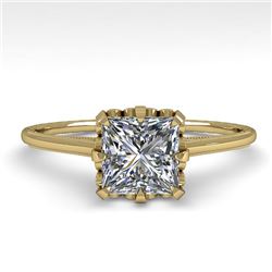 1.0 CTW VS/SI Princess Diamond Solitaire Engagement Ring 18K Yellow Gold - REF-283X5T - 35752