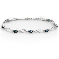 3.02 CTW Blue Sapphire & Diamond Bracelet 10K White Gold - REF-39Y8N - 10849