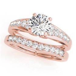 1.5 CTW Certified VS/SI Diamond Solitaire 2Pc Wedding Set 14K Rose Gold - REF-225N3Y - 31719