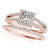 Image 1 : 1.01 CTW Certified VS/SI Princess Diamond 2Pc Set Solitaire Halo 14K Rose Gold - REF-148T9X - 31359