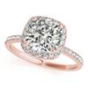 Image 2 : 1.26 CTW Certified VS/SI Cushion Diamond 2Pc Set Solitaire Halo 14K Rose Gold - REF-233M5F - 31401