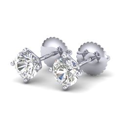 1.01 CTW VS/SI Diamond Solitaire Art Deco Stud Earrings 18K White Gold - REF-155X5T - 37298