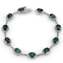 15.40 CTW Blue Sapphire & Diamond Bracelet 10K White Gold - REF-96N8Y - 11733