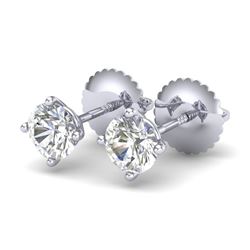 0.65 CTW VS/SI Diamond Solitaire Art Deco Stud Earrings 18K White Gold - REF-97N3Y - 37295