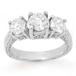 1.50 CTW Certified VS/SI Diamond 3 Stone Ring 18K White Gold - REF-255H3W - 13375