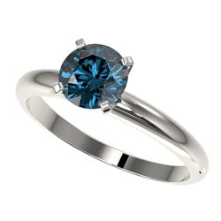 1.26 CTW Certified Intense Blue SI Diamond Solitaire Engagement Ring 10K White Gold - REF-179T3X - 3