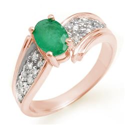 1.43 CTW Emerald & Diamond Ring 14K Rose Gold - REF-65K5R - 13379
