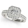 Image 2 : 1.05 CTW Certified VS/SI Cushion Diamond 2Pc Set Solitaire Halo 14K White Gold - REF-176M2F - 31379