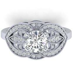1.5 CTW Certified VS/SI Diamond Art Deco Micro Ring 14K White Gold - REF-376R2K - 30510