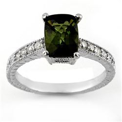 2.15 CTW Green Tourmaline & Diamond Ring 18K White Gold - REF-61X8T - 11433