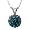 Image 1 : 1.53 CTW Certified Intense Blue SI Diamond Solitaire Necklace 10K White Gold - REF-245T5X - 36802