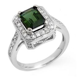 2.50 CTW Green Tourmaline & Diamond Ring 14K White Gold - REF-70F5M - 10319