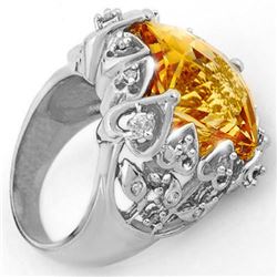 11.40 CTW Citrine & Diamond Ring 10K White Gold - REF-80X9T - 10523