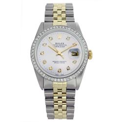 Rolex Men's Two Tone 14K Gold/SS, QuickSet, Diamond Dial & Diamond Bezel - REF-474Z5Y
