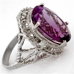 13.03 CTW Amethyst & Diamond Ring 10K White Gold - REF-45W5H - 10365