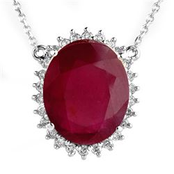 9.25 CTW Ruby & Diamond Necklace 14K White Gold - REF-312T2X - 14082