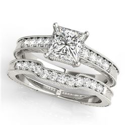 1.43 CTW Certified VS/SI Princess Diamond Wedding Antique 14K White Gold - REF-441N3Y - 31421