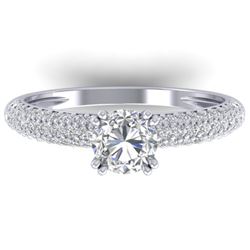 1.4 CTW Certified VS/SI Diamond Solitaire Art Deco Micro Ring 14K White Gold - REF-206K2R - 30411